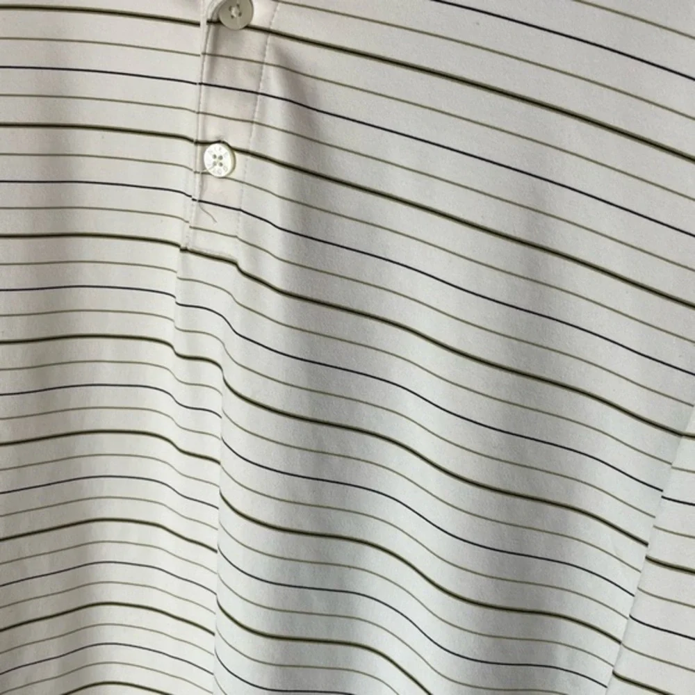 Nike Golf Dri-Fit UV Long Sleeve White Polo with Brown and Blue Stripes Size‎ XL - Picture 3 of 8